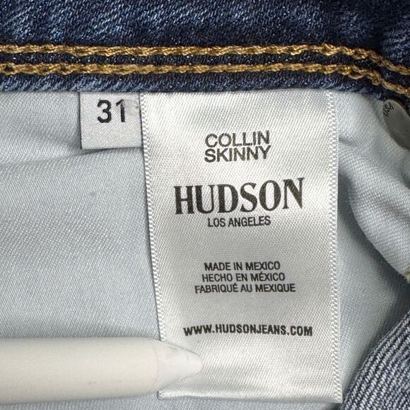 Hudson Collin Flap Skinny Ankle Jeans sz 31 Low Rise Medium Wash Denim 2-Button - Picture 7 of 11